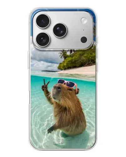 Чехол для iPhone 17 Pro с картинкой «Капибара на море»