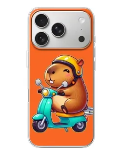 Чехол для iPhone 17 Pro с картинкой «Капибара на скутере»