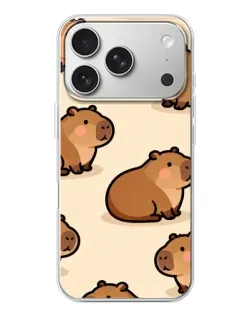 Чехол для iPhone 17 Pro с картинкой «Паттерн милых капибар»