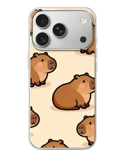 Чехол для iPhone 17 Pro с картинкой «Паттерн милых капибар»