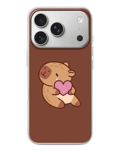 Чехол для iPhone 17 Pro с картинкой «Капибара с сердцем»