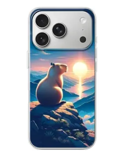 Чехол для iPhone 17 Pro с картинкой «Закат солнца с капибарой»