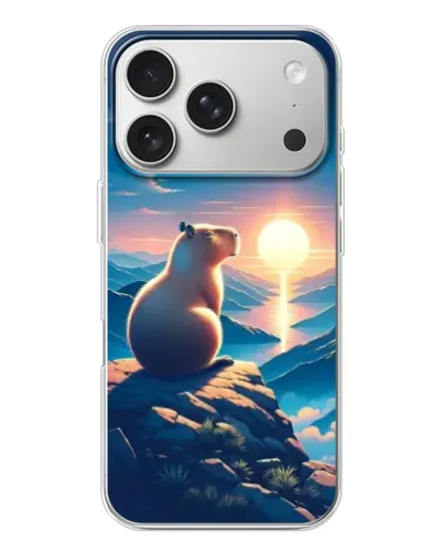 Чехол для iPhone 17 Pro с картинкой «Закат солнца с капибарой»