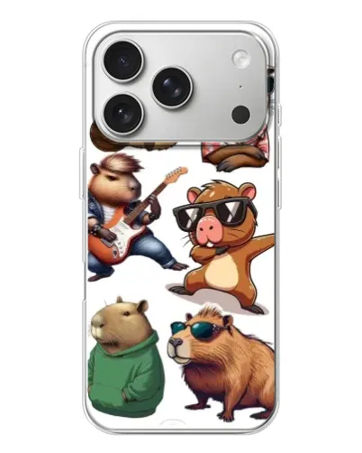 Чехол для iPhone 17 Pro с картинкой «Крутые капибары музыканты»