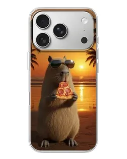 Чехол для iPhone 17 Pro с картинкой «Капибара с пиццей»