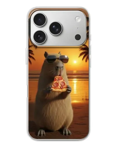 Чехол для iPhone 17 Pro с картинкой «Капибара с пиццей»