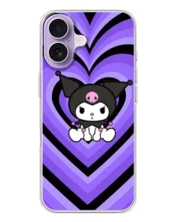 Чехол для iPhone 17 с картинкой «Kuromi и фиолетовые сердца»