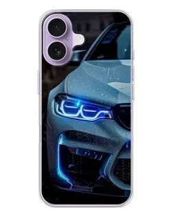 Чехол для iPhone 17 с картинкой «Взгляд BMW с синими фарами»