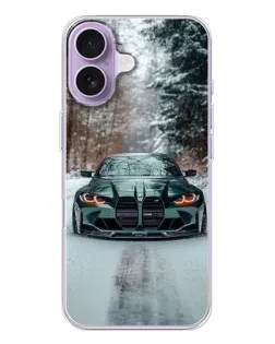 Чехол для iPhone 17 с картинкой «BMW в зимнем лесу»