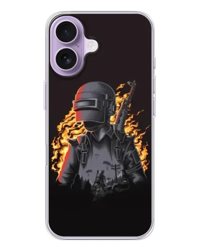 Чехол для iPhone 17 с картинкой «PUBG — огненный силуэт»