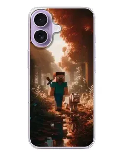 Чехол для iPhone 17 с картинкой «Стив в лесу»