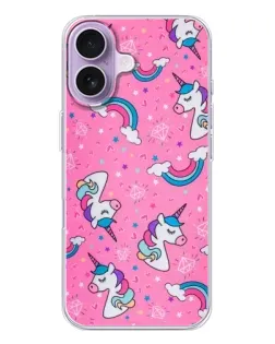 Чехол для iPhone 17 с картинкой «Unicorn паттерн розовый»