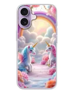 Чехол для iPhone 17 с картинкой «Радуга и единороги»