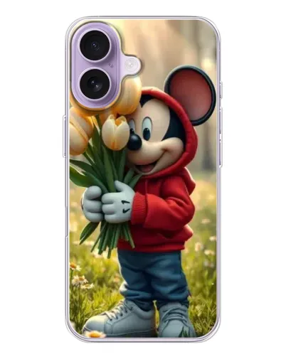 Чехол для iPhone 17 с картинкой «Микки с тюльпанами»