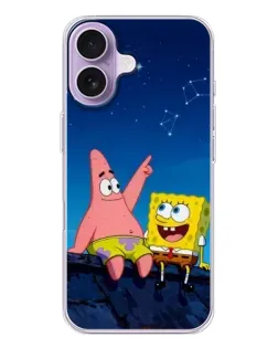 Чехол для iPhone 17 с картинкой «Губка Боб и Патрик ночью»