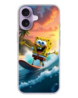 Чехол для iPhone 17 с картинкой «Губка Боб серфингист»