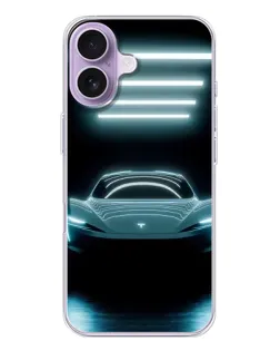 Чехол для iPhone 17 с картинкой «Tesla в неоне»