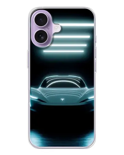 Чехол для iPhone 17 с картинкой «Tesla в неоне»