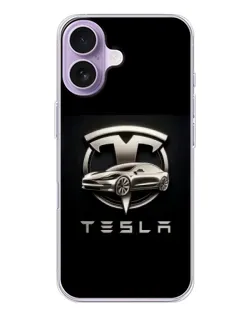 Чехол для iPhone 17 с картинкой «Tesla — серебристое авто»