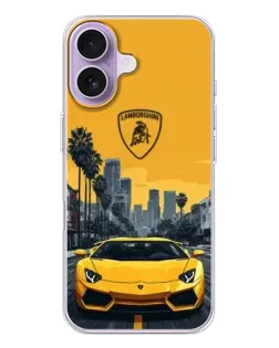 Чехол для iPhone 17 с картинкой «Желтый Lamborghini город»