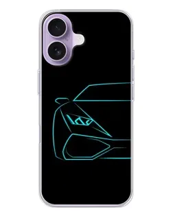 Чехол для iPhone 17 с картинкой «Голубой силуэт Lamborghini»