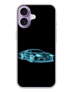 Чехол для iPhone 17 с картинкой «Неоновый контур Lamborghini»