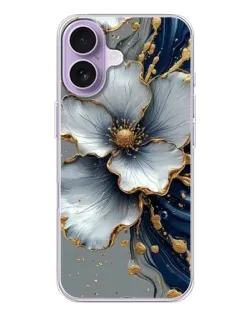 Чехол для iPhone 17 с картинкой «Белый цветок и золотой флюид»