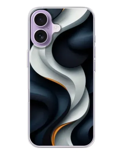 Чехол для iPhone 17 с картинкой «Объемные черно-белые ленты» Чехол для iPhone 17 с картинкой «Объемные черно-белые ленты»