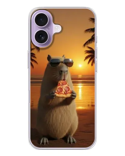 Чохол для iPhone 17 з картинкою «Капібара з піцою»