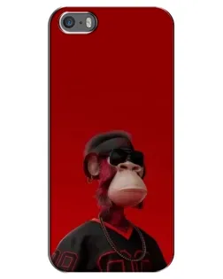 Чохол для iPhone 5 / 5s / SE з картинкою «Bored Ape в червоному»