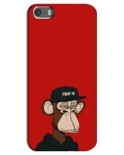 Чохол для iPhone 5 / 5s / SE з картинкою «Bored Ape — червоний фон»