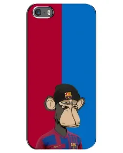 Чохол для iPhone 5 / 5s / SE з картинкою «Bored Ape — фанат Барси»