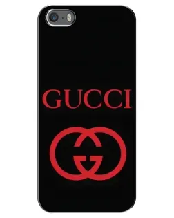 Чехол для iPhone 5 / 5s / SE с картинкой «Gucci — красный логотип»