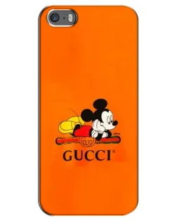 Чехол для iPhone 5 / 5s / SE с картинкой «Микки Маус Gucci — оранж»