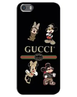 Чехол для iPhone 5 / 5s / SE с картинкой «Gucci — герои Disney и монограмма»