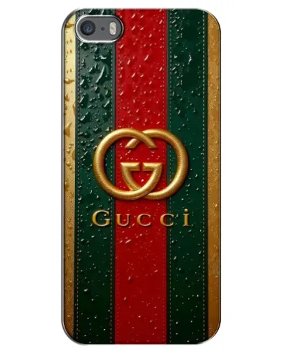 Чехол для iPhone 5 / 5s / SE с картинкой «Gucci — фирменная полоса и золото» Чехол для iPhone 5 / 5s / SE с картинкой «Gucci — фирменная полоса и золото»