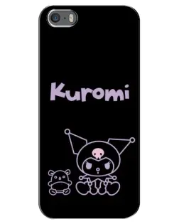 Чехол для iPhone 5 / 5s / SE с картинкой «Kuromi — черный минимализм»