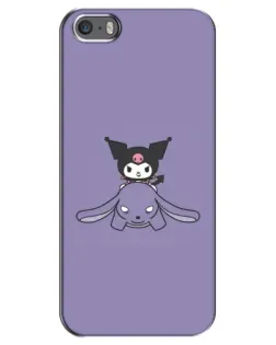 Чехол для iPhone 5 / 5s / SE с картинкой «Kuromi на лиловом фоне»