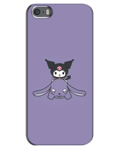 Чехол для iPhone 5 / 5s / SE с картинкой «Kuromi на лиловом фоне»