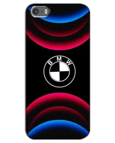 Чехол для iPhone 5 / 5s / SE с картинкой «Логотип BMW и неоновые дуги»