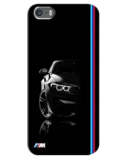 Чехол для iPhone 5 / 5s / SE с картинкой «Силуэт BMW в темноте»