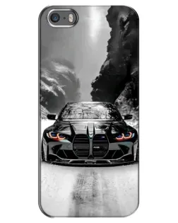 Чехол для iPhone 5 / 5s / SE с картинкой «BMW — акварельный дрифт»