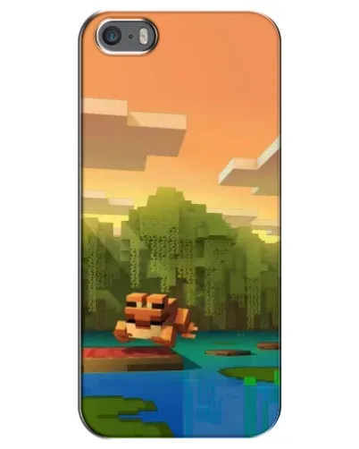 Чехол для iPhone 5 / 5s / SE с картинкой «Майнкрафт закат солнца»