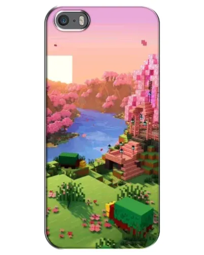 Чехол для iPhone 5 / 5s / SE с картинкой «Розовое дерево Minecraft»