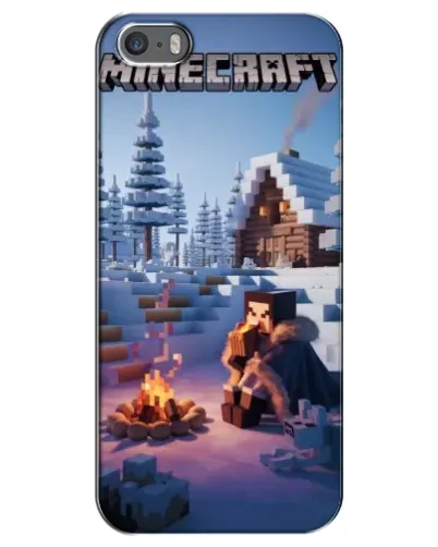 Чехол для iPhone 5 / 5s / SE с картинкой «Зимний Minecraft»