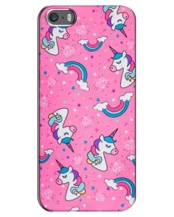 Чехол для iPhone 5 / 5s / SE с картинкой «Unicorn паттерн розовый»