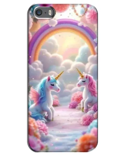 Чехол для iPhone 5 / 5s / SE с картинкой «Радуга и единороги»
