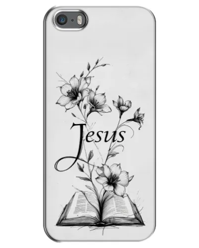 Чехол для iPhone 5 / 5s / SE с картинкой «Цветы и Библия»