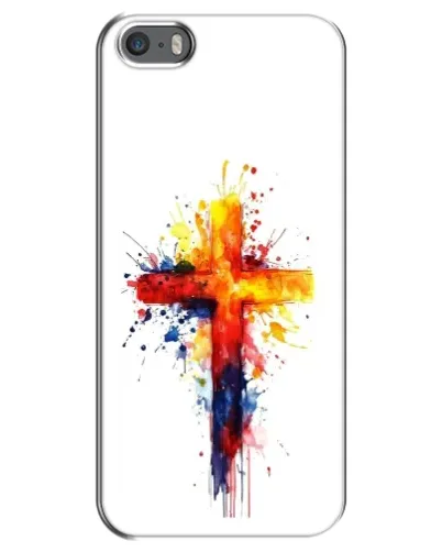 Чехол для iPhone 5 / 5s / SE с картинкой «Акварельный крест»