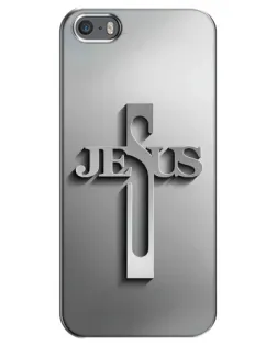 Чехол для iPhone 5 / 5s / SE с картинкой «Металлический крест Jesus»